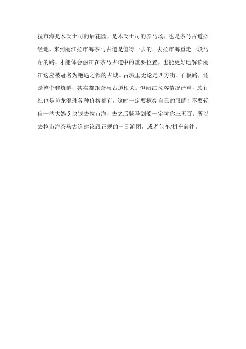拉市海茶马古道感言
