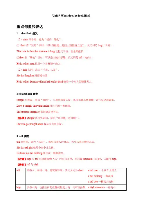Unit9 What does he look like？重点句型和表达、语法+阅读与写作(精讲精练