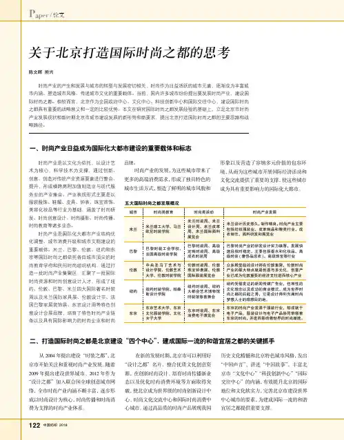 关于北京打造国际时尚之都的思考