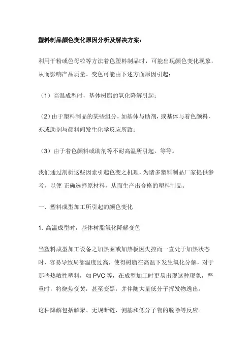 塑料制品颜色变化原因分析及解决方案
