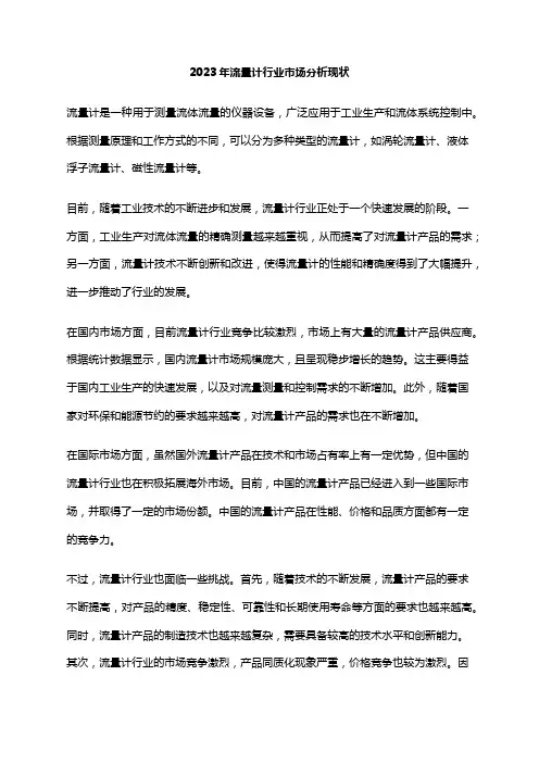 2023年流量计行业市场分析现状
