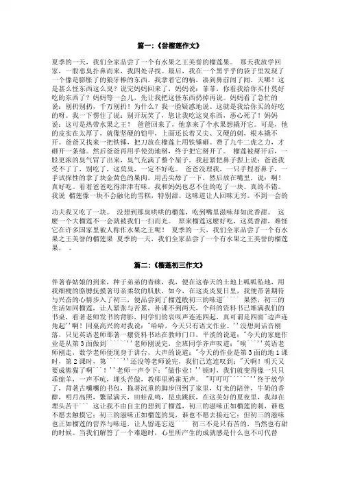 关于榴莲的400字作文