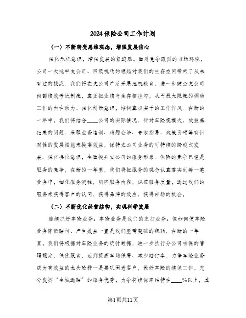 2024保险公司工作计划(四篇)