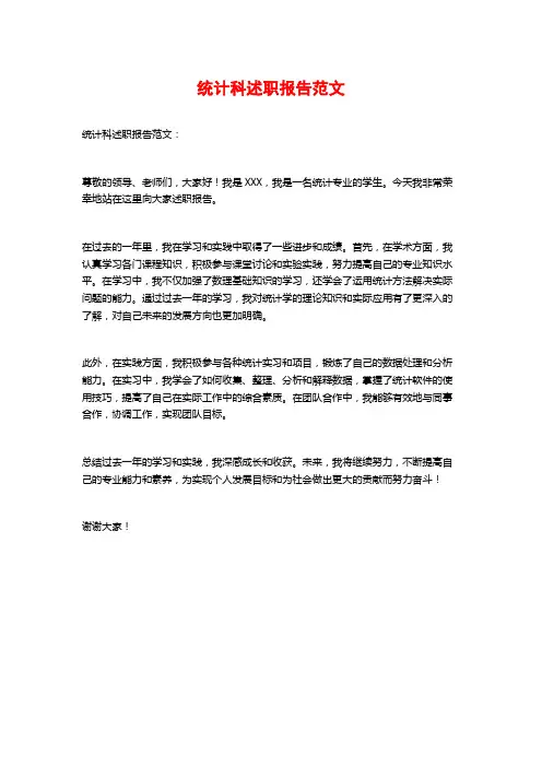 统计科述职报告范文