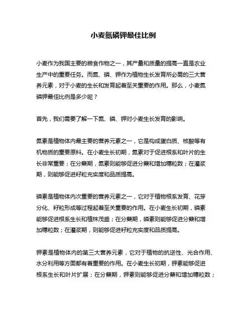 小麦氮磷钾最佳比例