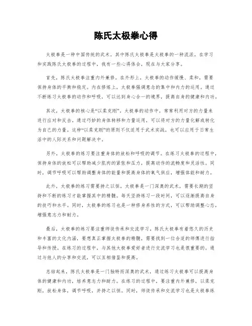 陈氏太极拳心得