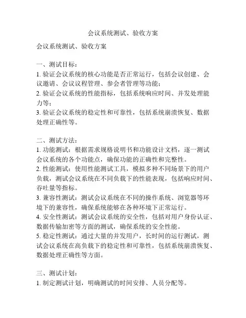 会议系统测试、验收方案