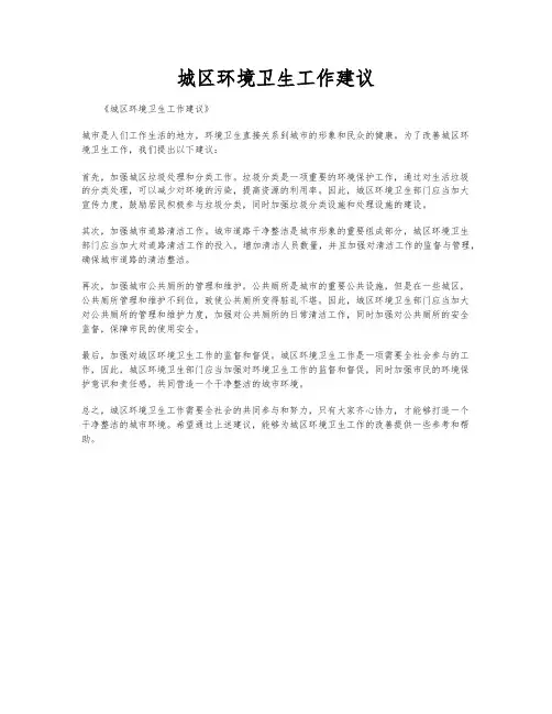 城区环境卫生工作建议