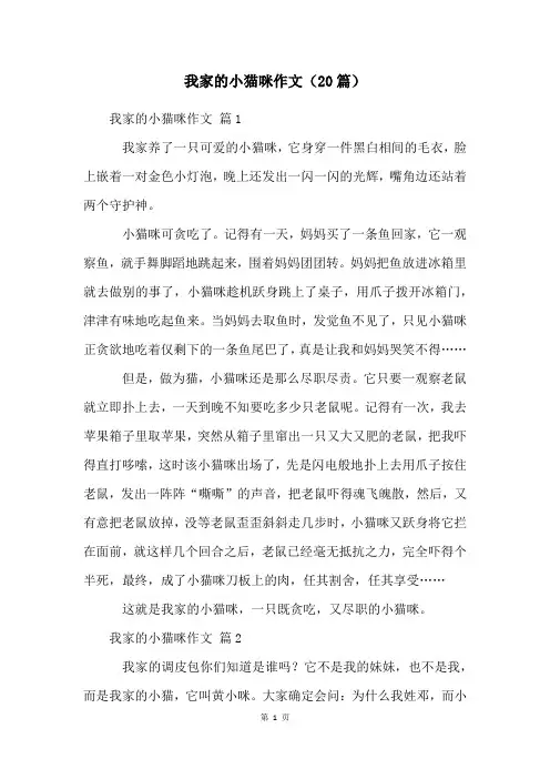 我家的小猫咪作文(20篇)