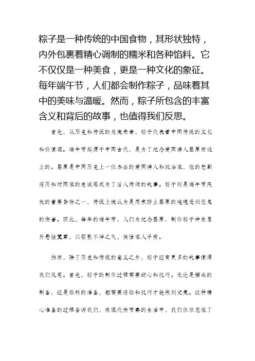 粽子里的故事反思