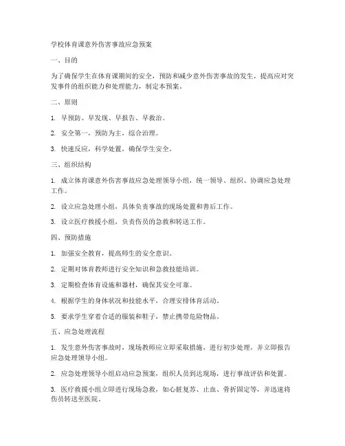 学校体育课意外应急预案
