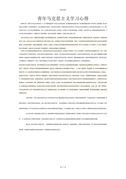 青年马克思主义学习心得(个人总结)