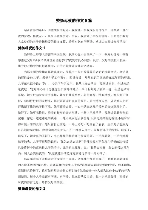 赞扬母爱的作文5篇