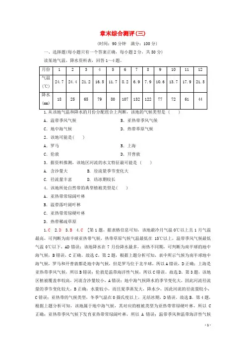 2019_2020学年高中地理章末综合测评3含解析中图版必修1