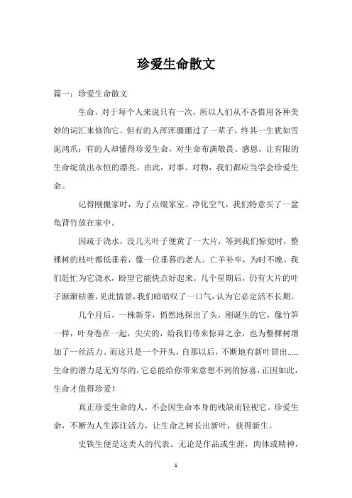 珍爱生命散文