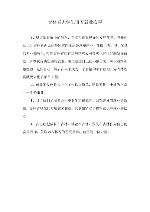 吉林省大学生留省就业心得