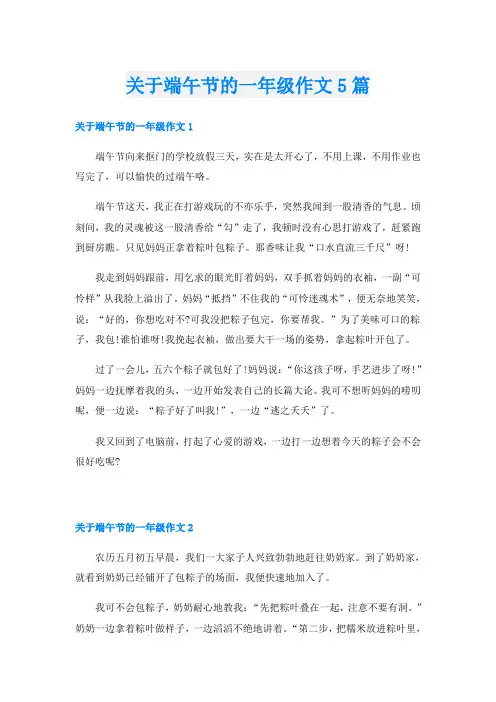 关于端午节的一年级作文5篇