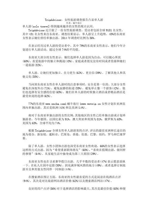 女性旅游调查报告凸显单人游