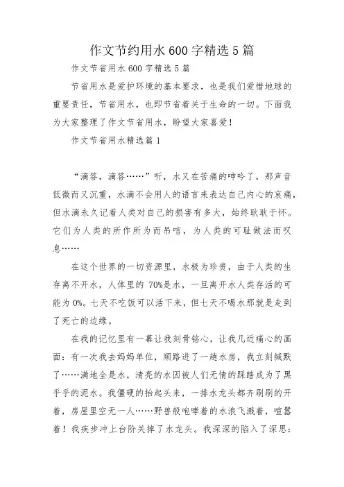 作文节约用水600字精选5篇