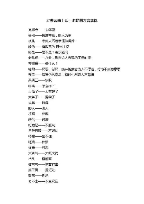 经典云南土话—老昆明方言集锦