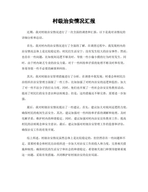 村级治安情况汇报