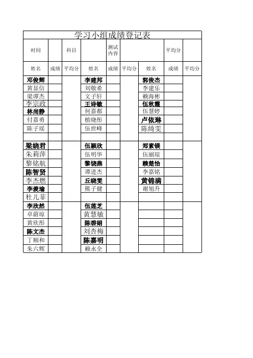 学习成绩登记表