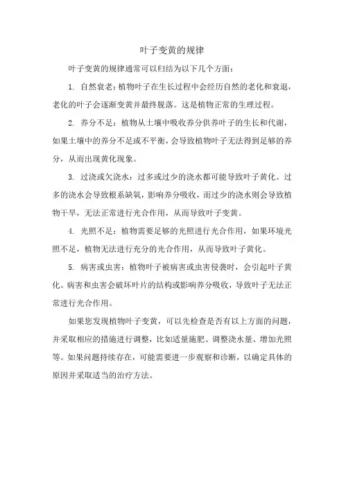 叶子变黄的规律