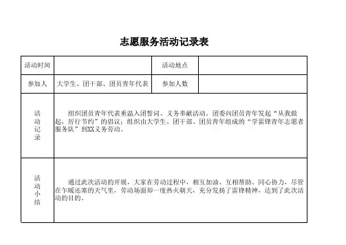 学雷锋志愿服务活动记录表
