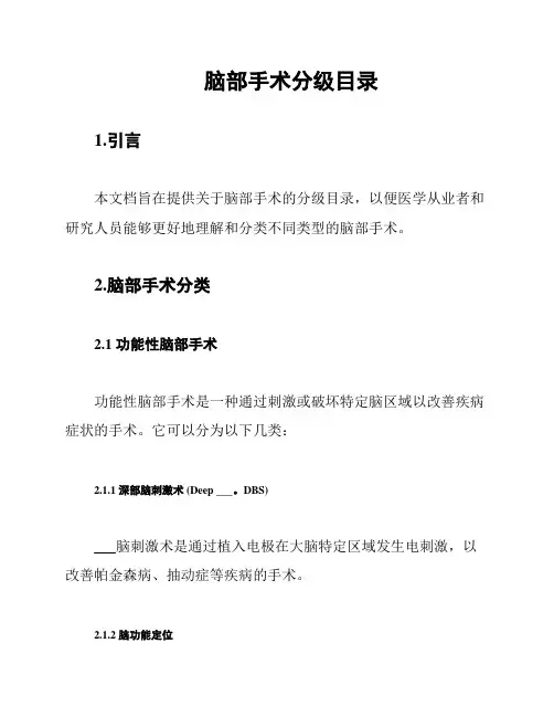 脑部手术分级目录