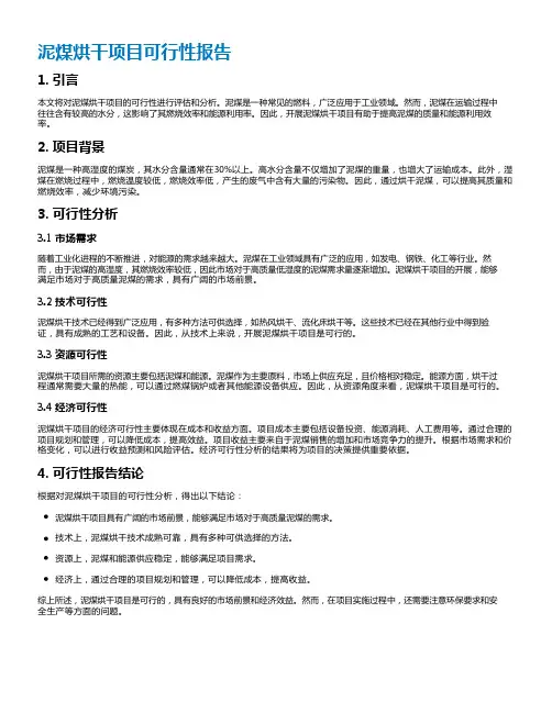 泥煤烘干项目可行性报告