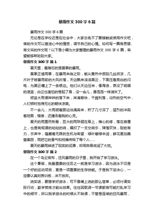 暴雨作文300字6篇