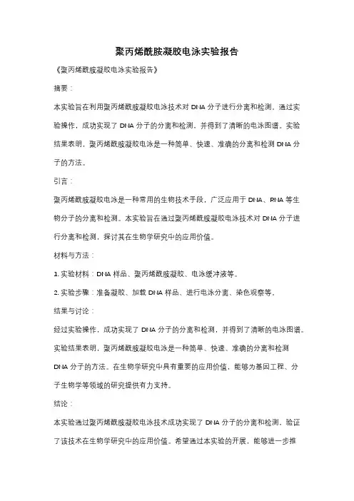 聚丙烯酰胺凝胶电泳实验报告