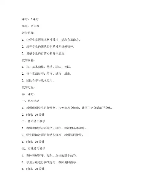 专业技能格斗教案设计模板