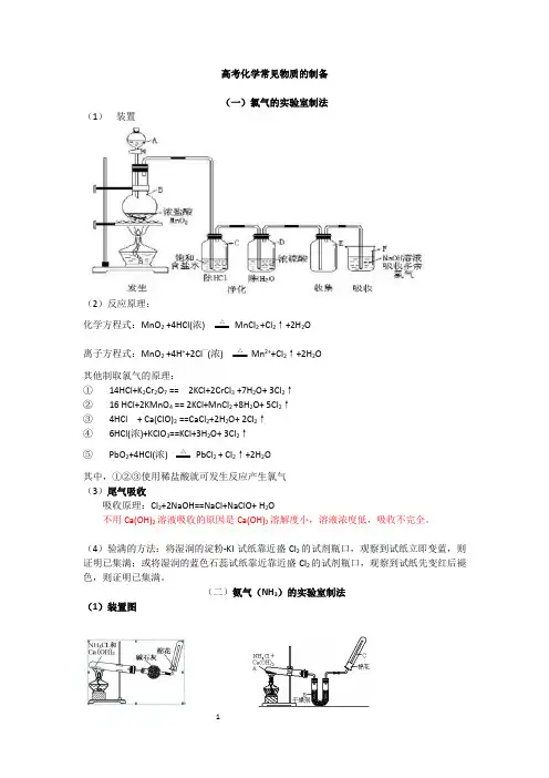 高考化学常见物质的制备