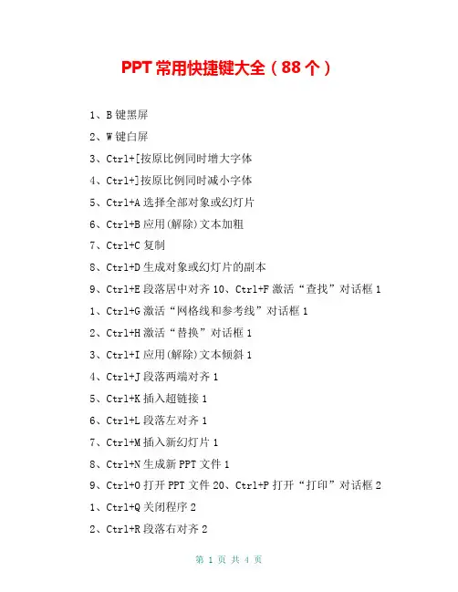 PPT常用快捷键大全(88个)