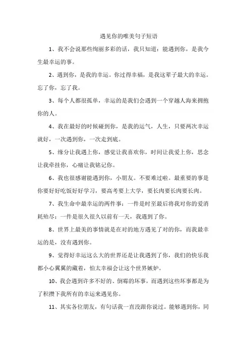 遇见你的唯美句子短语