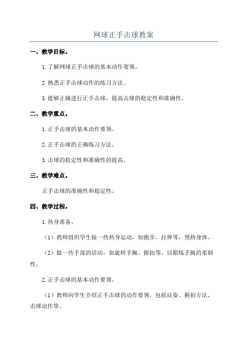 网球正手击球教案