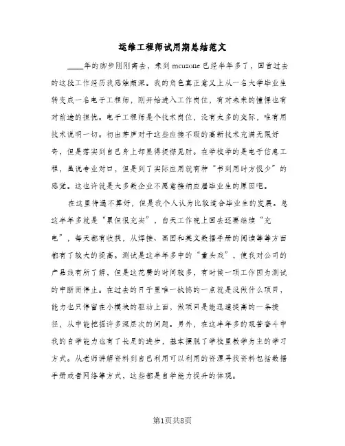 运维工程师试用期总结范文（3篇）