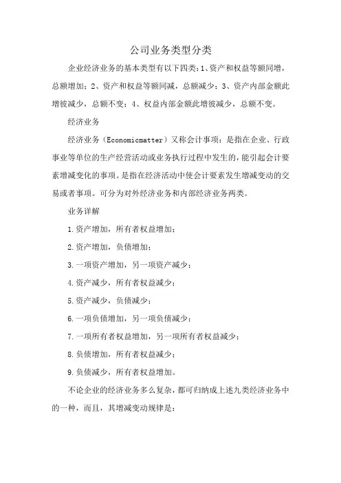 公司业务类型分类