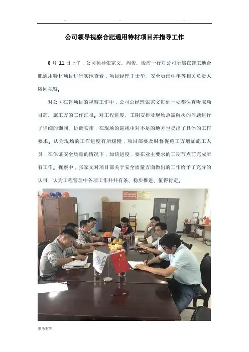 公司领导视察工地并指导工作