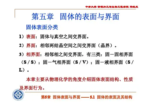 第5章 固体表面与界面(1)-固体的表面及其结构