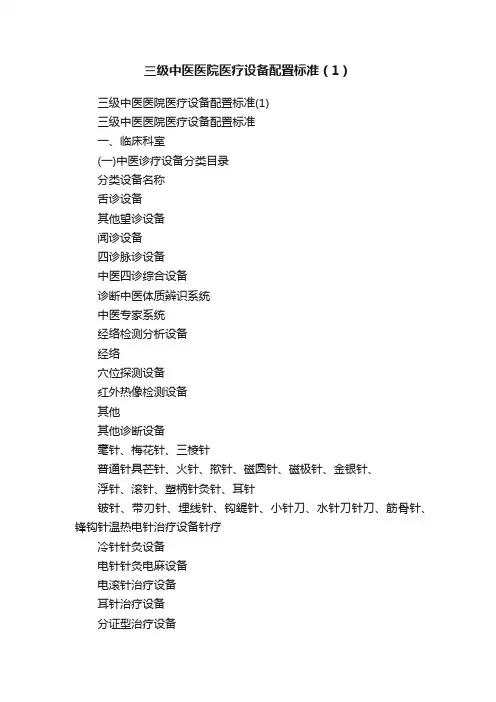 三级中医医院医疗设备配置标准（1）