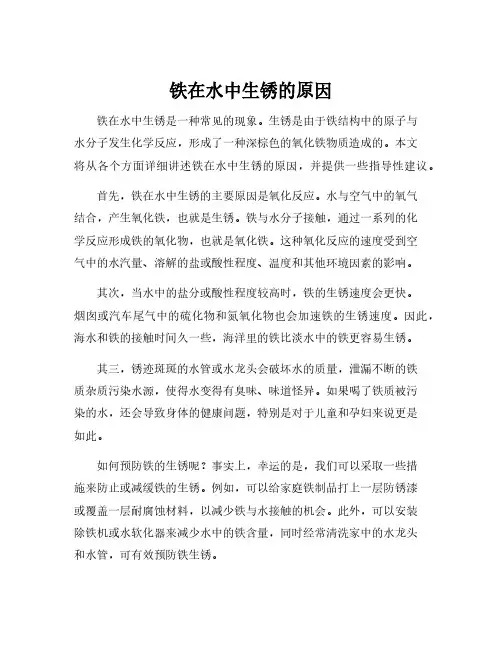 铁在水中生锈的原因