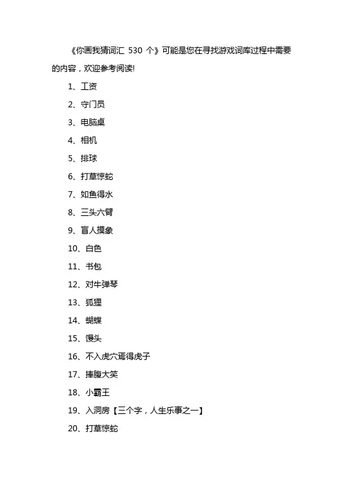 你画我猜词汇530个