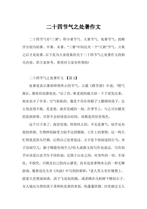 二十四节气之处暑作文1