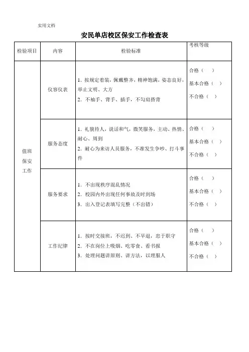 保安工作检查表