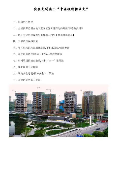安全文明施工十条强制性条文