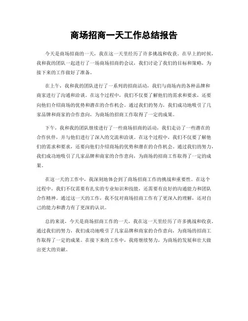 商场招商一天工作总结报告