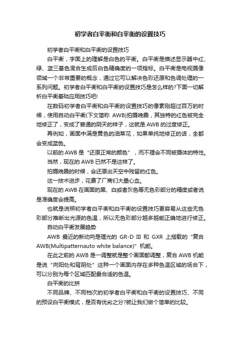 初学者白平衡和白平衡的设置技巧