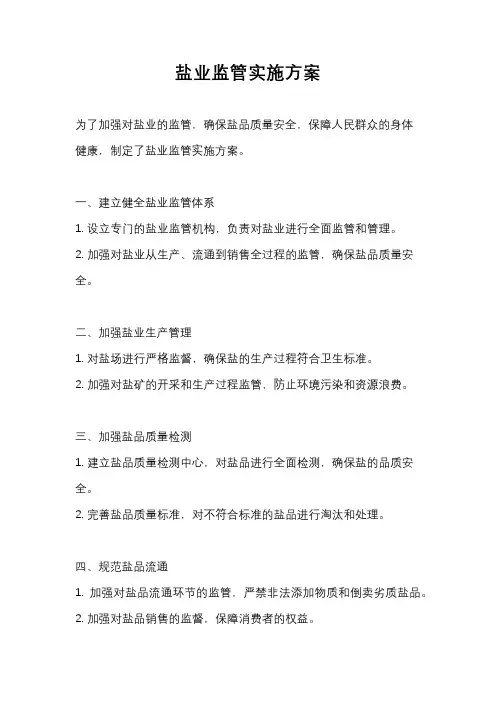 盐业监管实施方案